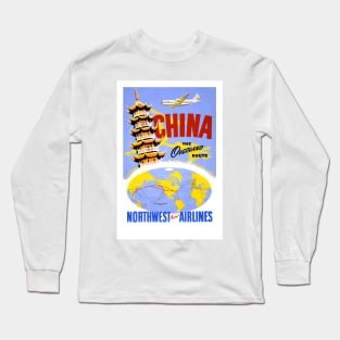 Vintage Travel Poster China the Overland Route Long Sleeve T-Shirt